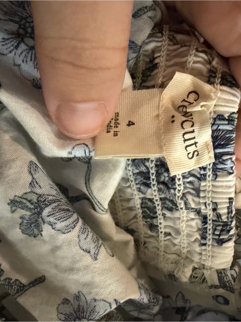 Crewcuts White Cotton Dress with Blue Floral Print - Picture 3 of 3